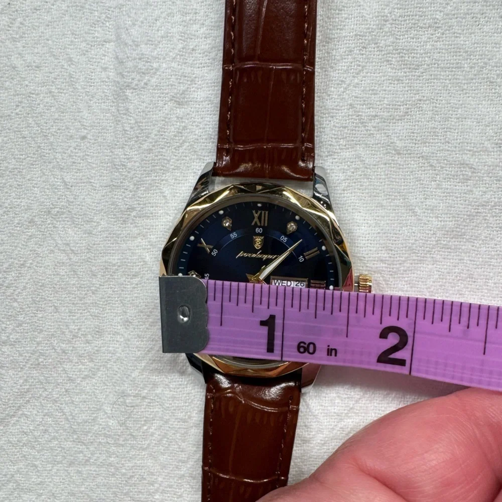 Blue Quartz Watch for Men Leather Band Waterproof Luminous Date Week NEW